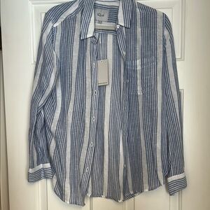 Rails Blue and White Striped Button Down Shirt